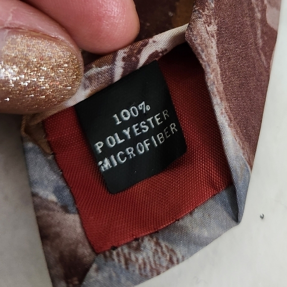 Adams Row Swirls Floral Flower Teal Blue Tan Brown Burgundy Necktie - Picture 11 of 11